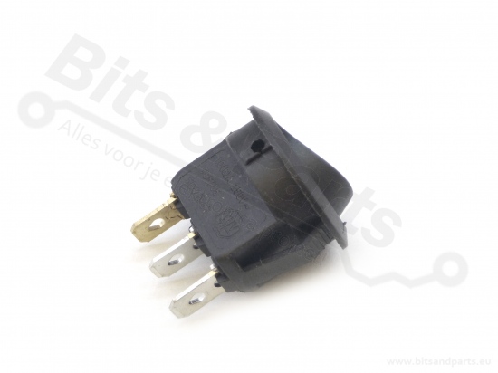 Switch rocker snap-in on/off round black with yellow LED indication